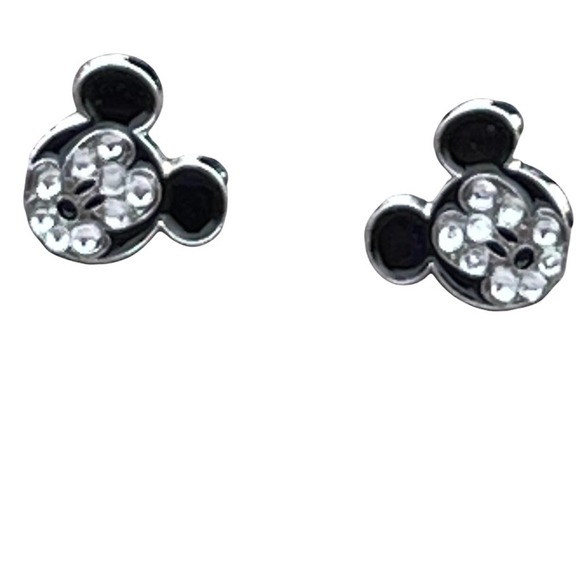 DISNEY Mickey Mouse rhinestone and black enamel stud earrings